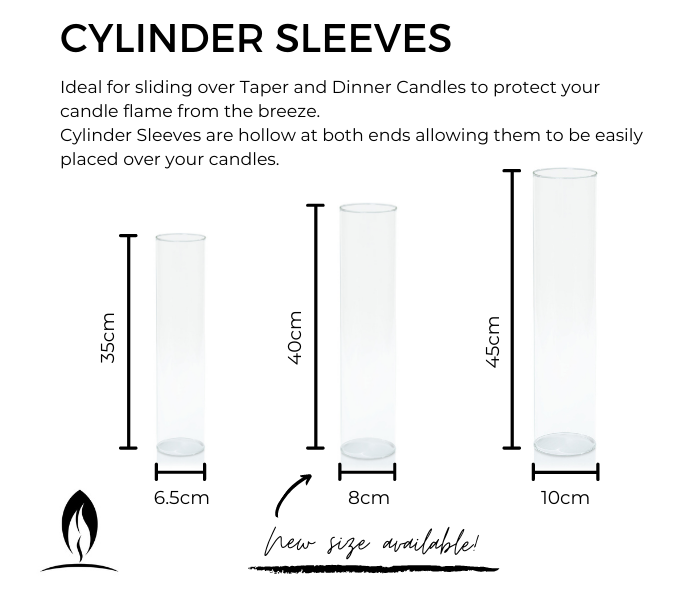 Diagram of candle cylinder sleeve sizes